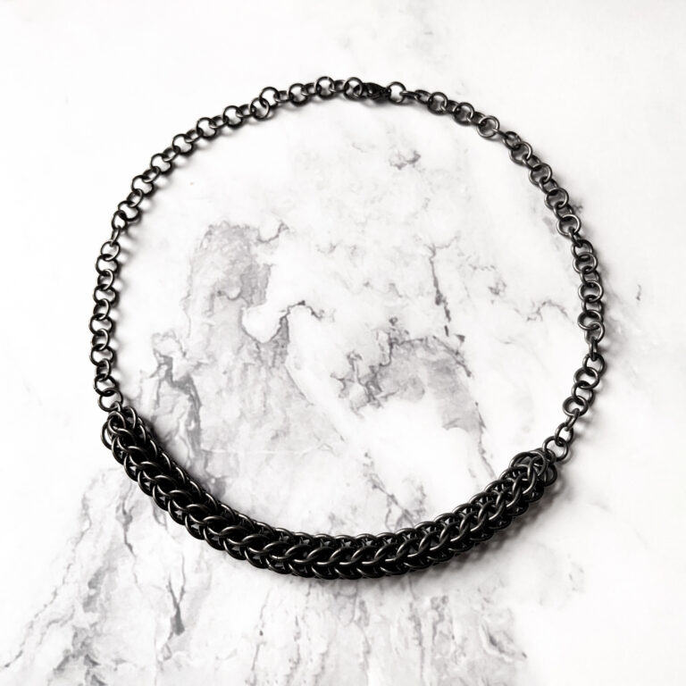 Black Glass titanium necklace